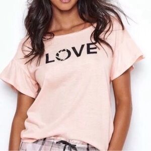 *5 for $25!* VS Victorias Secret Pink Embellished LOVE Graphic Tee T-Shirt S